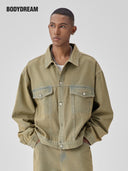 BODYDREAM Men's Vintage American-Style Yellow Mud Denim Jacket