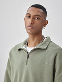 BODYDREAM Half-Zip Sweatshirt for Men - Fall/Winter Handwritten Font Embroidered Casual Top