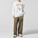 White Round-Collar Printed Long Sleeve Tee