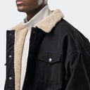 BDPOWERUP Heavyweight Sherpa Workwear Jacket – 100% Cotton, Lamb Fleece Lining, Loose-Fit Street Style