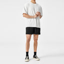 Textured Loose Falling Shoulder Short Sleeve T-Shirt