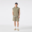 Green Ripped Sleeveless Hoodie