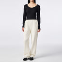 Black U-Neck Slim Long-Sleeved Tee