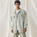 BDPOWERUP Vintage Washed Denim Jacket – 100% Cotton, Loose-Fit Streetwear Layer