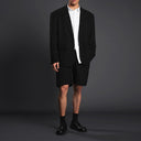 Black Split Design Suit Shorts