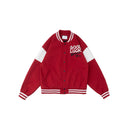 BDPOWERUP Embroidered Varsity Jacket – Loose-Fit Thick Streetwear Bomber with Graphic Back Print