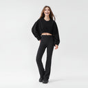 BODYDREAM Women's Slightly Flared Skinny Pants - Black Versatile Casual Pants