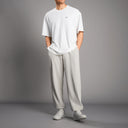 Gray Knit Structured Drawstring Sweatpants