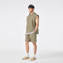 Green Ripped Sleeveless Hoodie