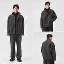 BODYDREAM Distressed Textured Leather Jacket Biker-Style Oversized Top Leather Jacket