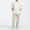 Gray Striped Textured Suit Trousers