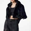 Black Embroidered Plush Vest
