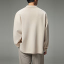 Beige Knitted V-Neck Polo Shirt