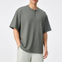 Loose Henley Neck Short Sleeve Tee