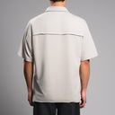 Gray Striped Textured Short Polo Shirt