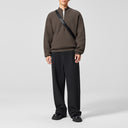 Brown Half-Zip Pullover Sweater