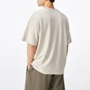 Khaki Structured Spliced Casual Short Sleeve Tee