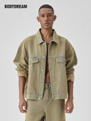 BODYDREAM Men's Vintage American-Style Yellow Mud Denim Jacket