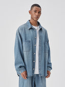 BODYDREAM Men's Denim Shirt - Versatile Relaxed-Fit Shirt, Washed Loose-Fit Long Sleeve