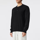 Loose-Fit Henley Collar Pullover Sweater