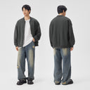 BODYDREAM Men's Heavyweight Knit Patchwork Flight Jacket