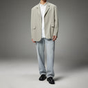 Green Loose-Fit Textured Suit