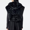 Black Embroidered Plush Vest