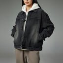 Washed Black Aged Sickle Sleeve Denim Jacket