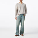 Oat Loose V-Neck Tweed Long Sleeve Tee
