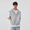 BODYDREAM Summer Fitness Hooded Sports Tank Top Men's Loose-Fit Casual Sleeveless Vest Zipper Hoodie