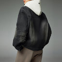 Washed Black Aged Sickle Sleeve Denim Jacket