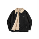 BDPOWERUP Heavyweight Sherpa Workwear Jacket – 100% Cotton, Lamb Fleece Lining, Loose-Fit Street Style