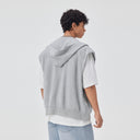 BODYDREAM Summer Fitness Hooded Sports Tank Top Men's Loose-Fit Casual Sleeveless Vest Zipper Hoodie