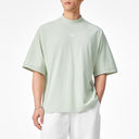 Structured Split Half High Neck Short Sleeve Shirt