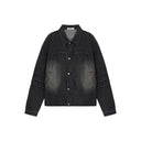 Washed Black Aged Sickle Sleeve Denim Jacket