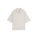 Gray Striped Textured Short Polo Shirt