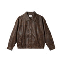 BODYDREAM Vintage-Washed Leather Jacket Men's Casual Commuter Lapel Jacket