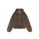 Women Short Embroidered Plush Jacket