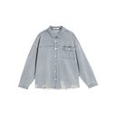 Blue Washed Ripped Denim Shirt