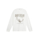White Round-Collar Printed Long Sleeve Tee