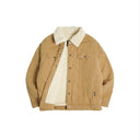 BDPOWERUP Heavyweight Sherpa Workwear Jacket – 100% Cotton, Lamb Fleece Lining, Loose-Fit Street Style