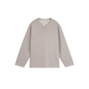 Oat Loose V-Neck Tweed Long Sleeve Tee