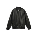 BODYDREAM Men's Vintage-Washed PU Leather Jacket with Embroidered Baseball Collar